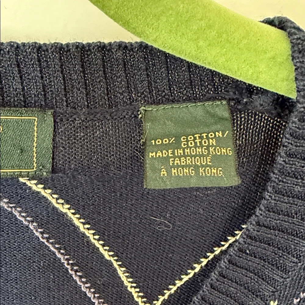 Bobby Jones Men's Navy Argyle V-Neck Sweater Vest - Picture 3 of 5